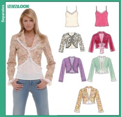 6564 NL LINED CROP BOLERO JACKET,CAMI PATTERN 10-22